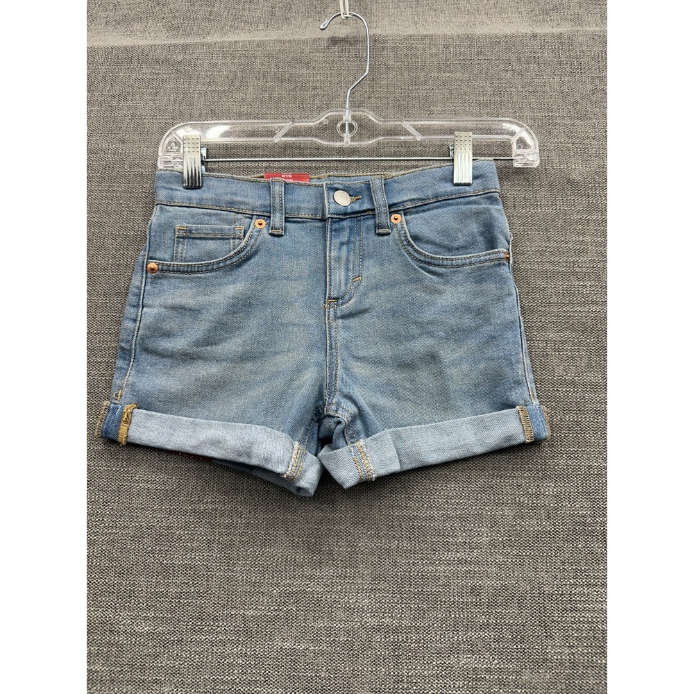 Levi's Denim Shorts Girl M 7/8 Blue Light Wash Denim Mid Rise Cuffed Hem Casual